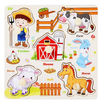 Farmhouse Peg Puzzle – Educational Wooden Animal Matcher for Early Development