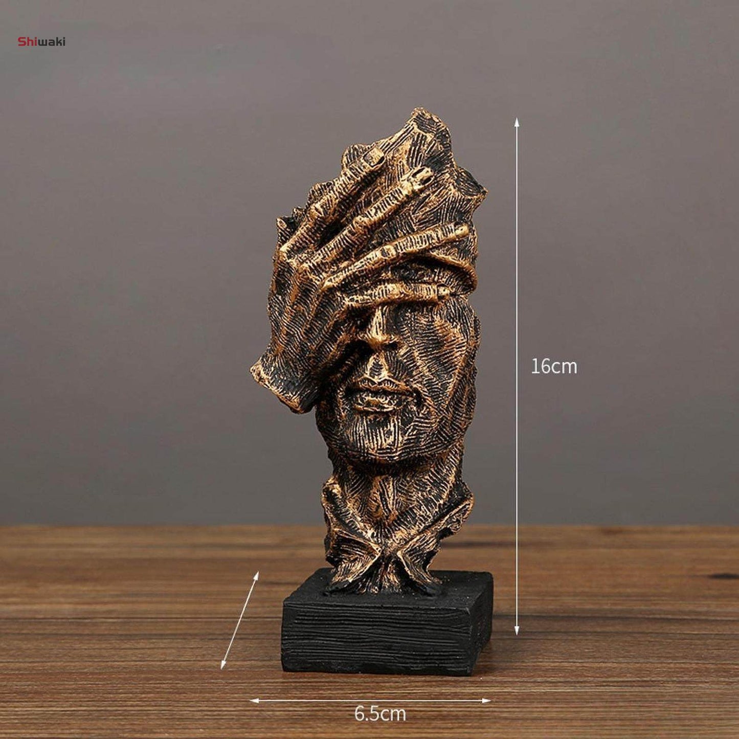 Abstract "Silent Face" Sculpture – Bronze Hand Over Face Statue (33cm)