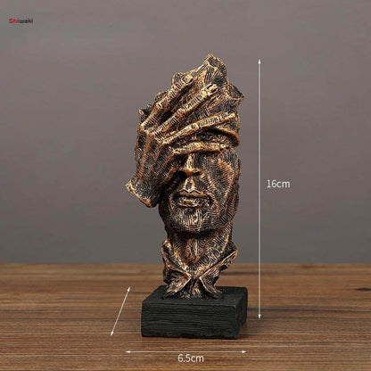 Abstract "Silent Face" Sculpture – Bronze Hand Over Face Statue (33cm)
