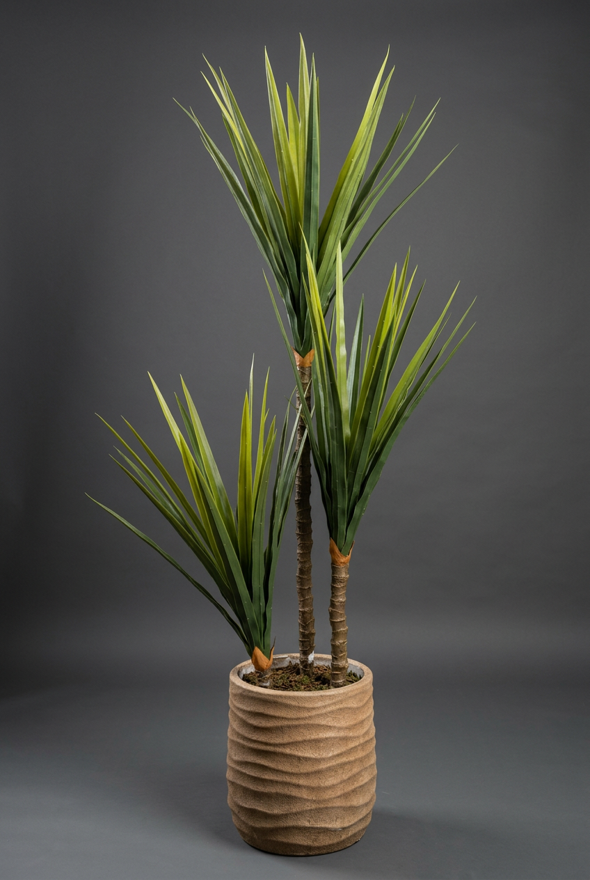 Decorative Three-Stem Plant with Tan Planter | Happy Gift