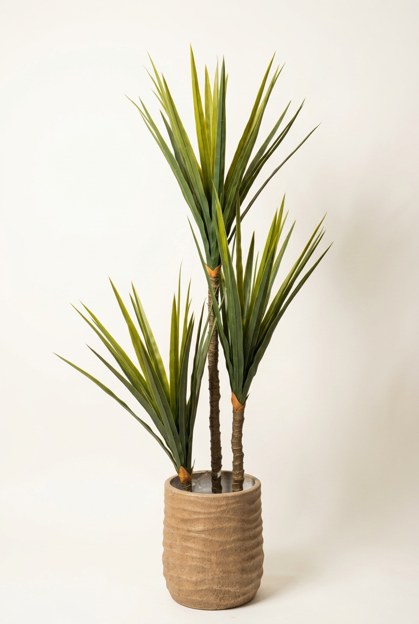 Decorative Three-Stem Plant with Tan Planter | Happy Gift