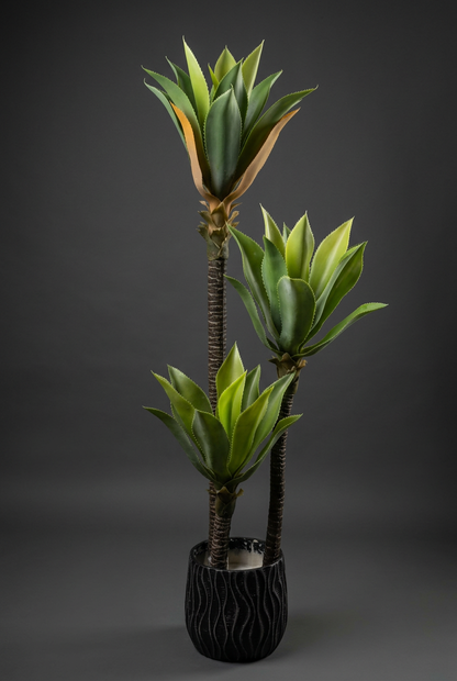 SEO title: Decorative Three-Stem Plant in Black Planter | Happy Gift