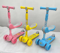 Colorful Kids' Scooters in a Playroom Setting