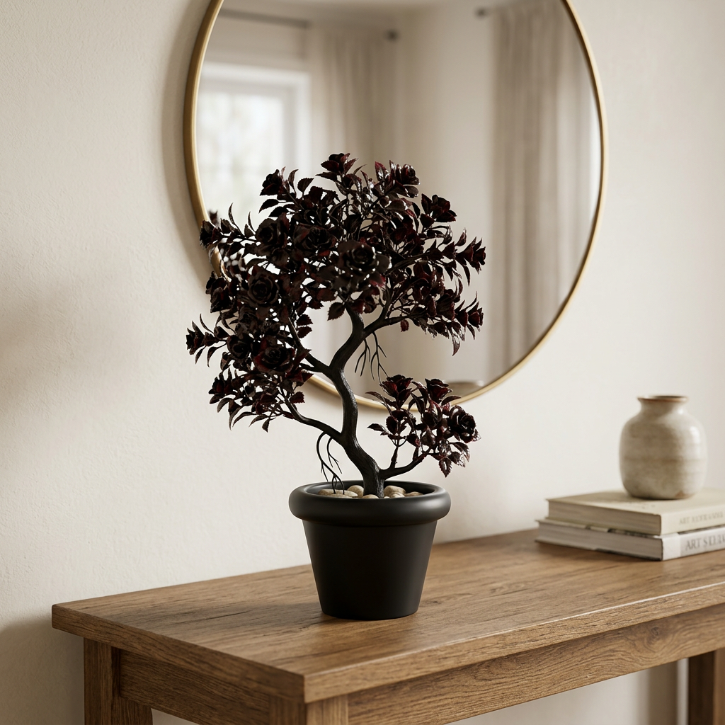Artificial Miniature Decorative Tree in Black Pot | Happy Gift