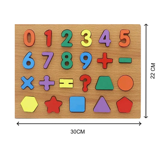 Wooden Number and Shape Puzzle Board