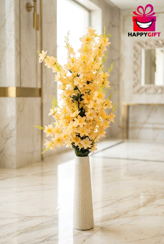 Cream & Yellow Decorative Flower Arrangement with Tall Vase | Happy Gift height 4.5 FT