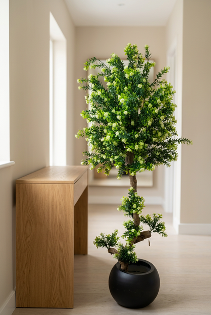 Flowering Decorative Tree in Black Planter | Happy Gift