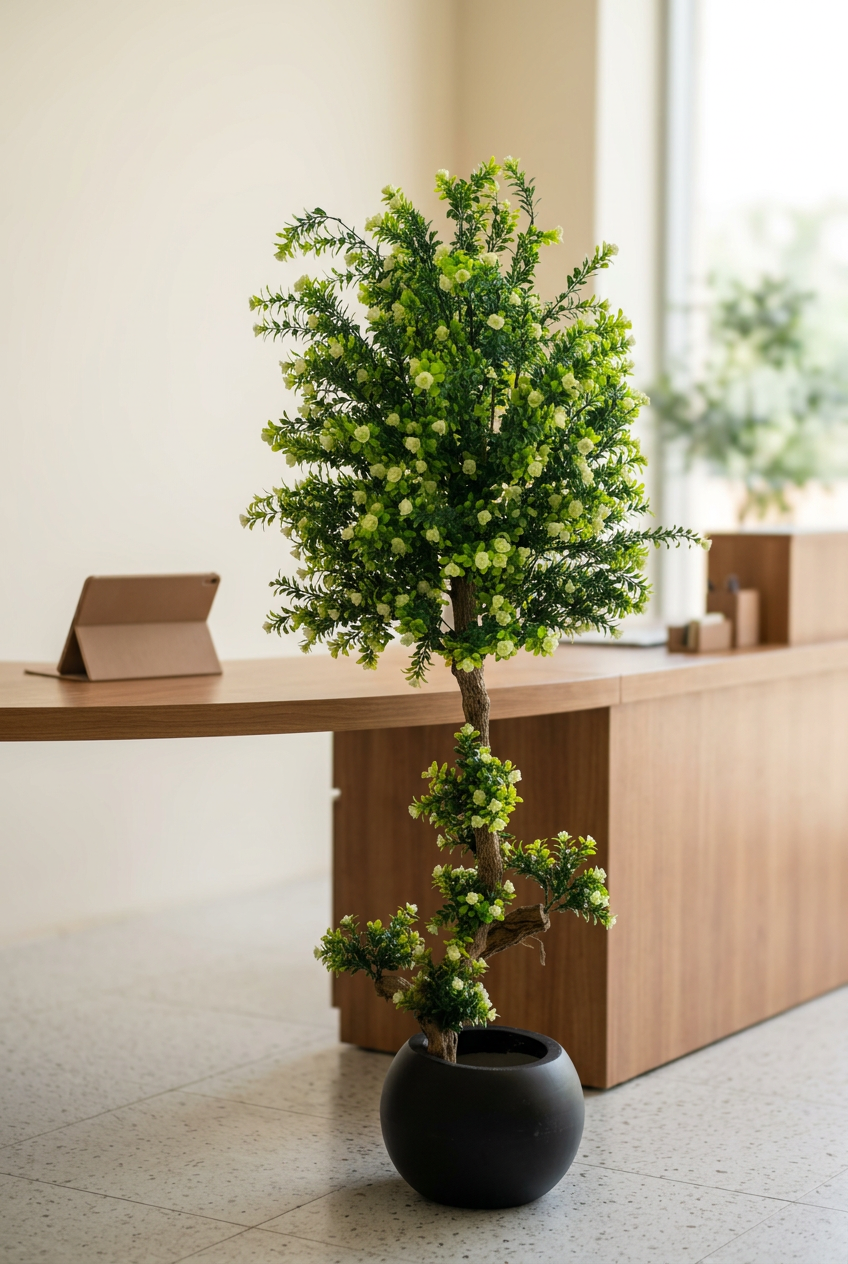 Flowering Decorative Tree in Black Planter | Happy Gift