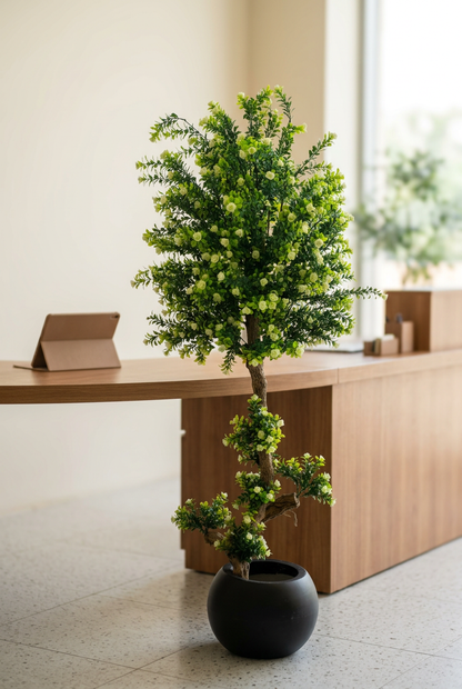 Flowering Decorative Tree in Black Planter | Happy Gift