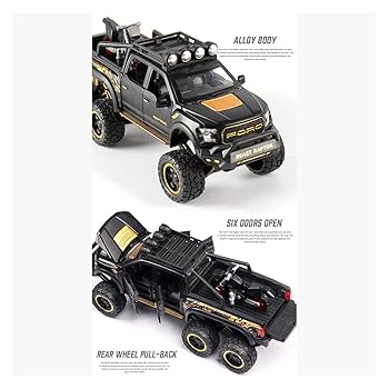 Ford Raptor 6x6 Off-Road Die-Cast Model Truck – Pull-Back Action