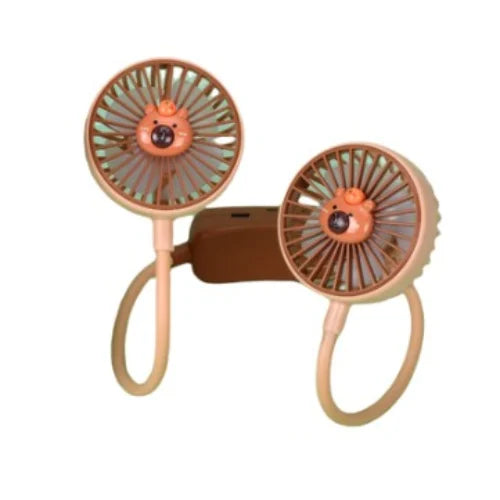 Portable Hands-Free Dual Neck Fan – USB Rechargeable