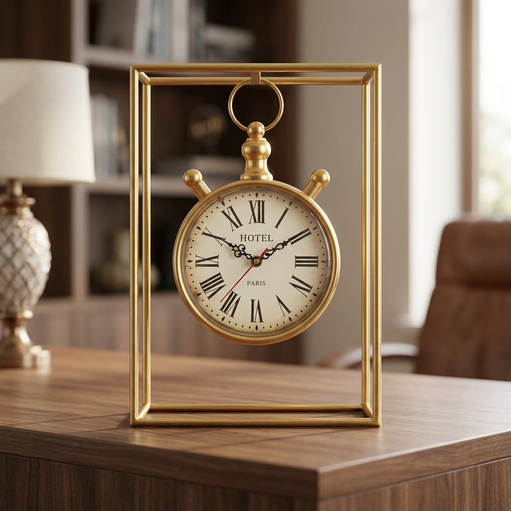 Gold Frame Hanging Table Clock with Roman Numerals | Happy Gift