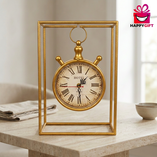 Gold Frame Hanging Table Clock with Roman Numerals | Happy Gift