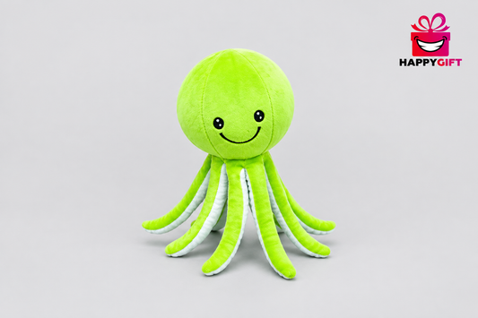 38CM Green Octopus Plush Toy – Smiling Soft Stuffed Sea Animal | Happy Gift