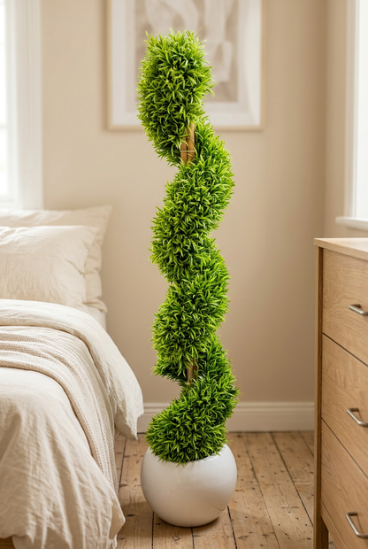 Green Spiral Topiary in White Planter | Happy Gift