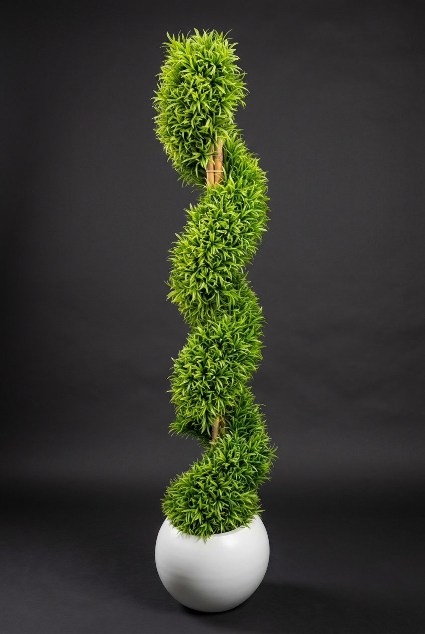 Green Spiral Topiary in White Planter | Happy Gift