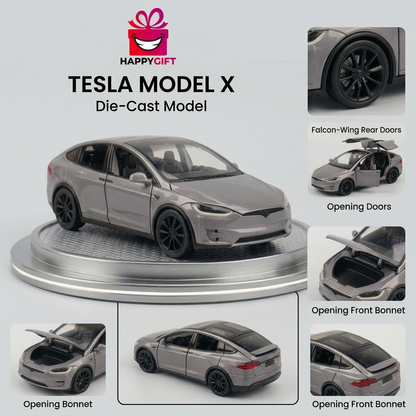 Tesla Model X Grey Die-Cast Car Model | Happy Gift