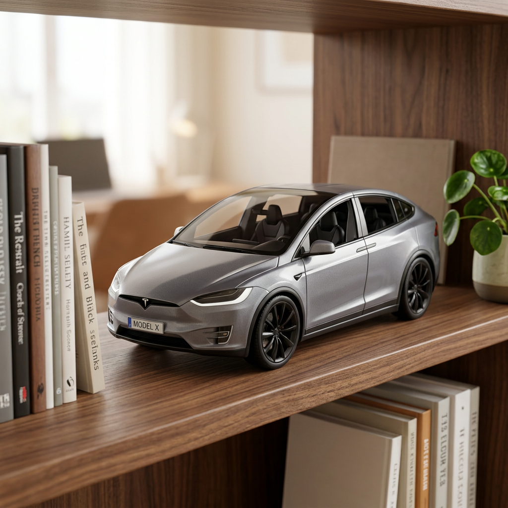 Tesla Model X Grey Die-Cast Car Model | Happy Gift
