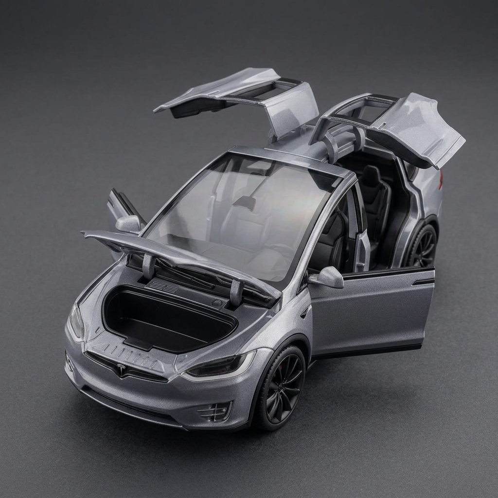 Tesla Model X Grey Die-Cast Car Model | Happy Gift