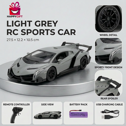 Lamborghini Veneno-Style Remote Control Car – Light Grey | Happy Gift