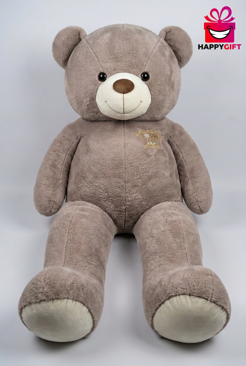 137 CM Grey Teddy Bear – Smiling Plush Soft Toy Gift | Happy Gift
