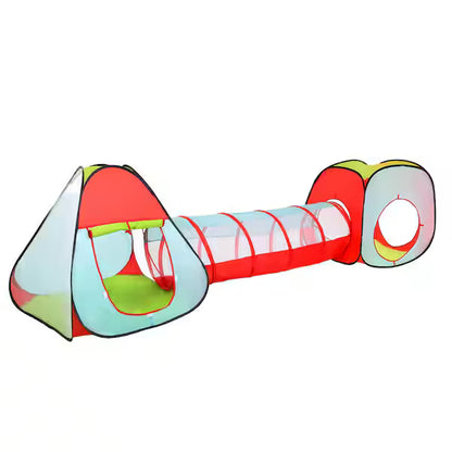 3-in-1 Kids Play Tent with Crawl Tunnel – Portable Pop-Up Playhouse & Cubby Set