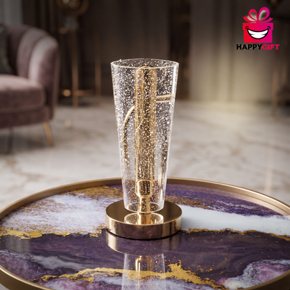 "Illuminate Your Moments: Premium Glass & Brass Happy Gift Lamp"