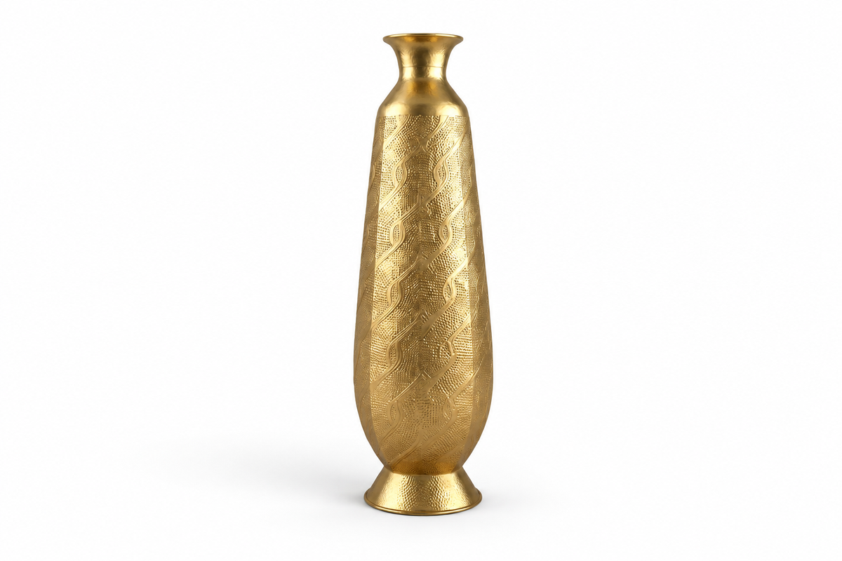 Gold floor vase three-quarter view