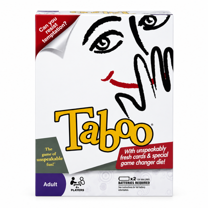 Taboo party game box, front view