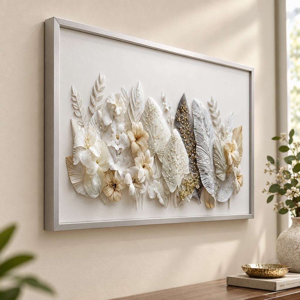 Opulent Bloom framed floral wall art angled view