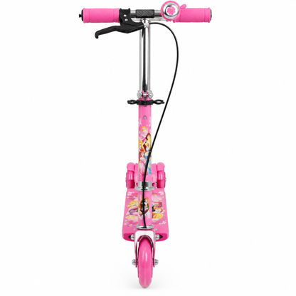 Pink kids kick scooter, front view