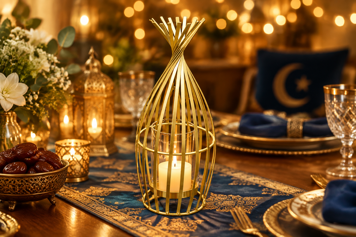 Gold wire lantern festive Eid table