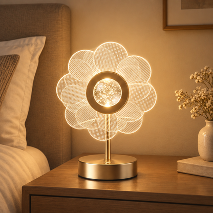 Gilded Bloom flower lamp in bedroom