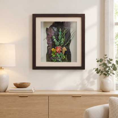 Desert Harmony shadow box in living room