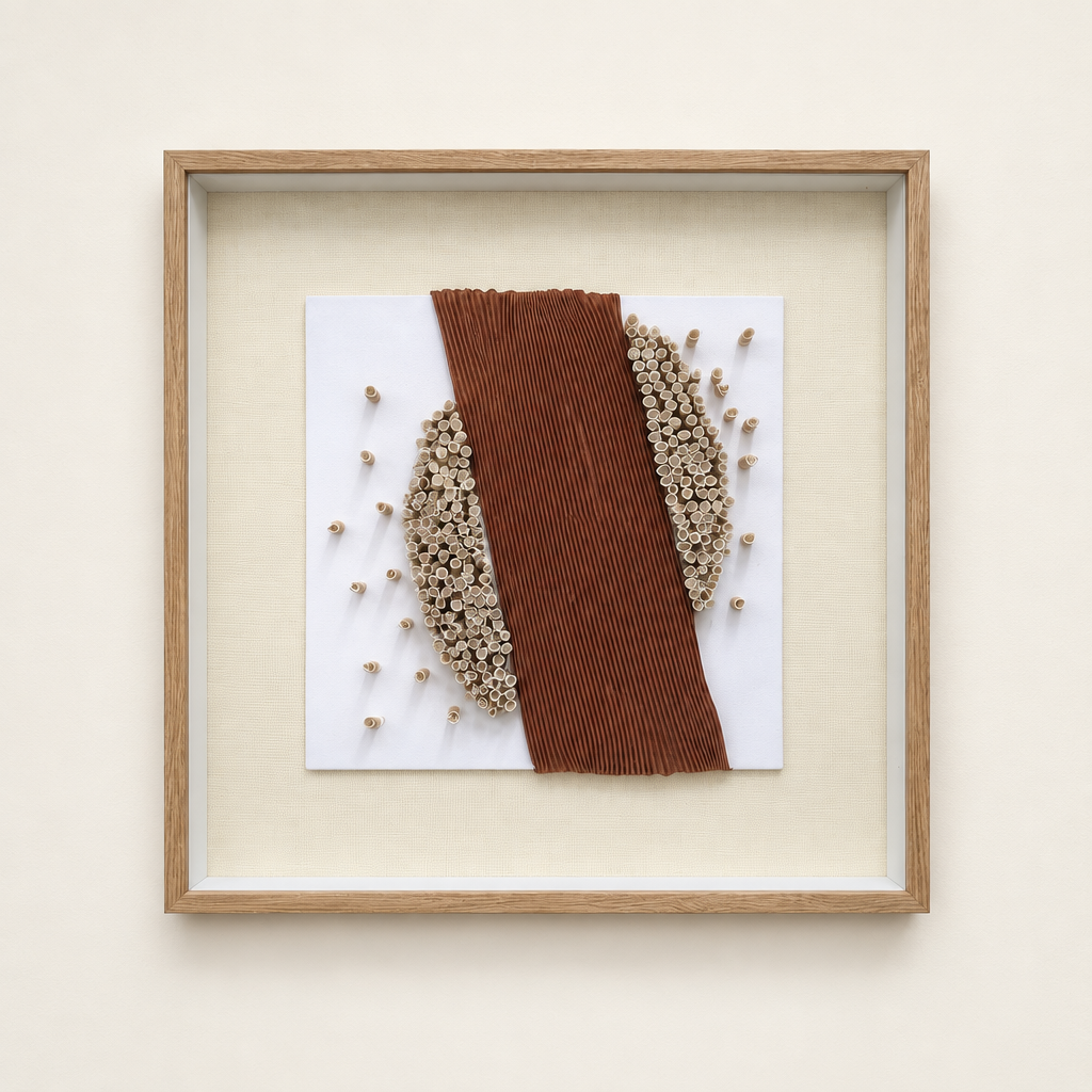 Ribbon and Roll Abstract framed art front view