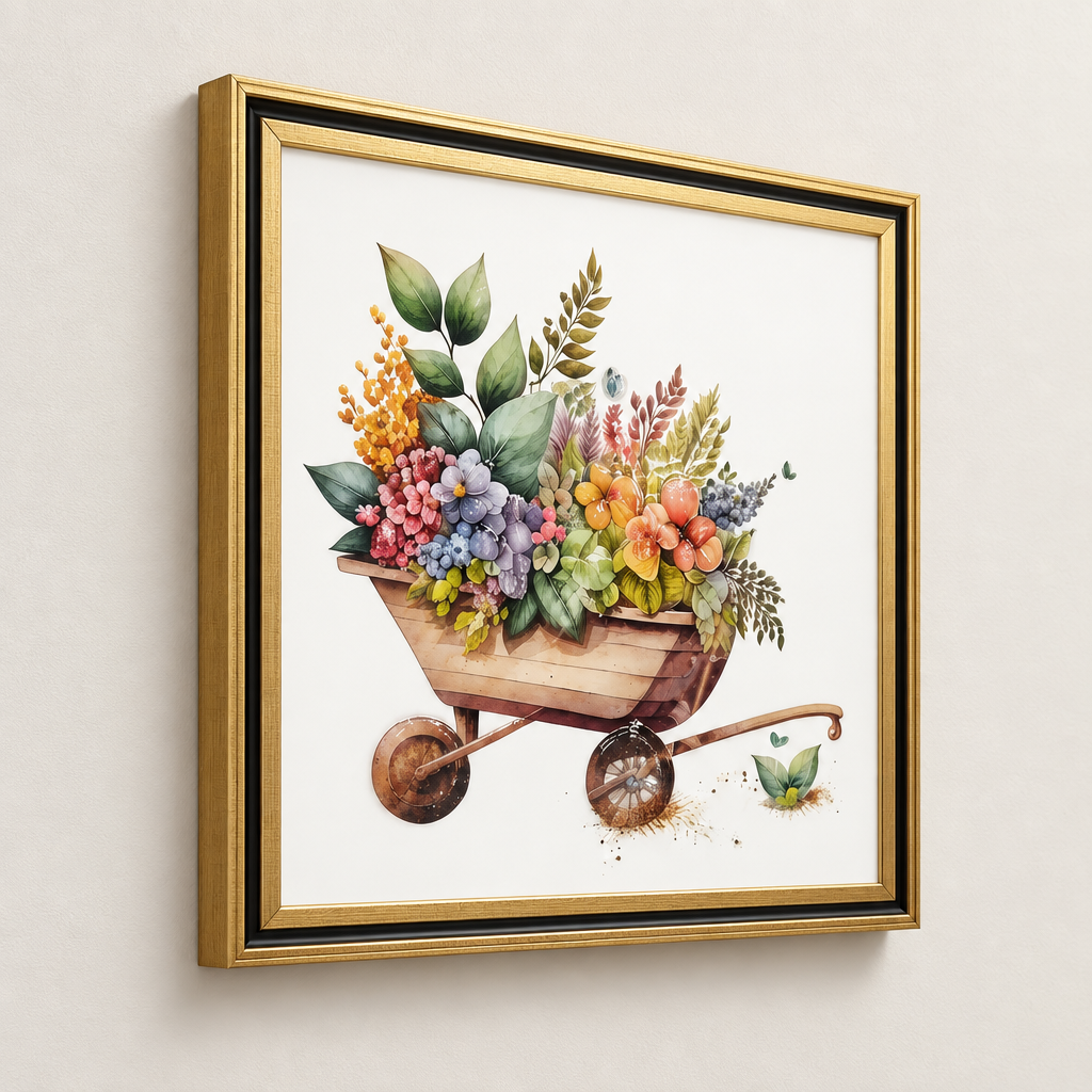 Blooms in a Barrow framed art angled view