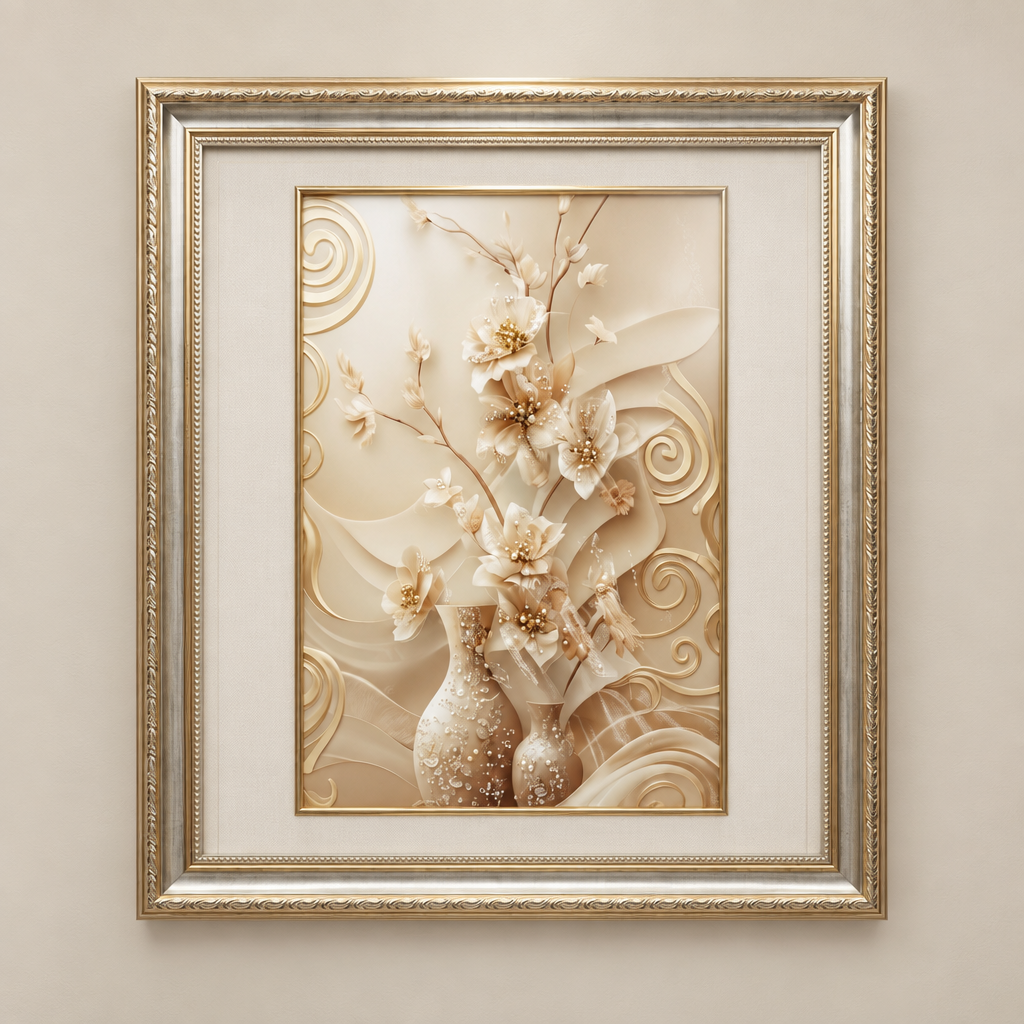 Opulent Bloom framed floral art print front view