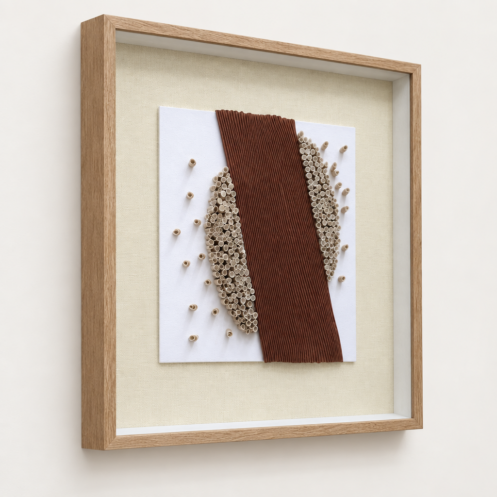Ribbon and Roll Abstract framed art angled view