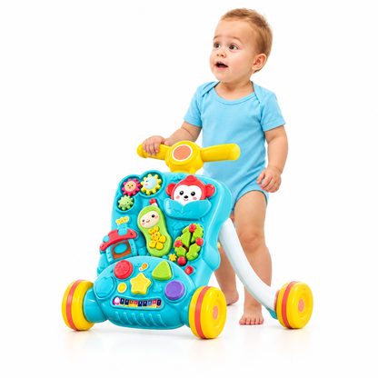 Toddler playing with baby puzzle walker