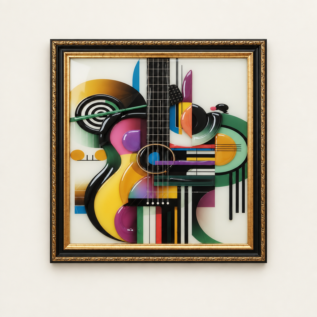 Abstract Resonance framed geometric artwork front view