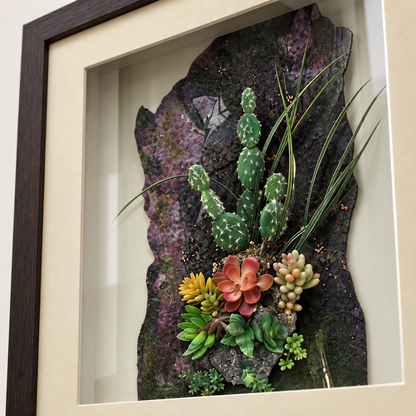Desert Harmony succulent shadow box detail
