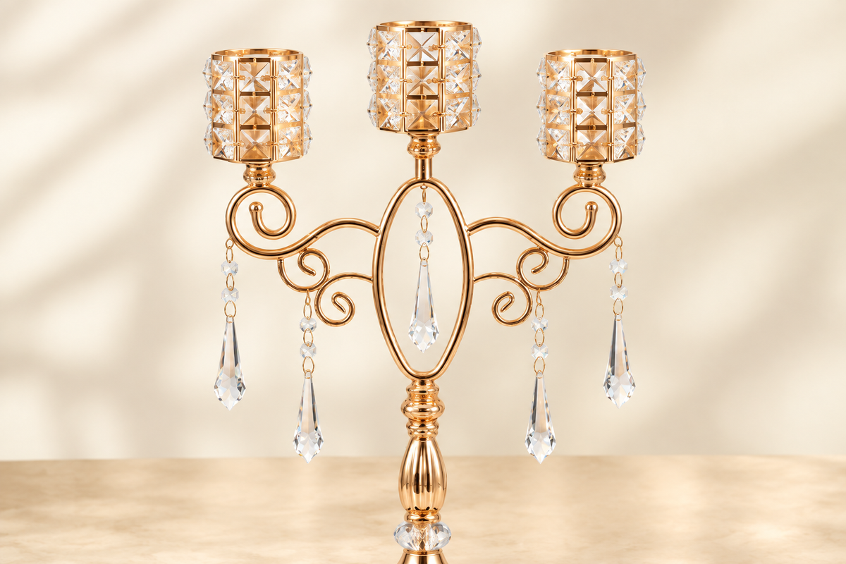 Crystal and gold detail close-up