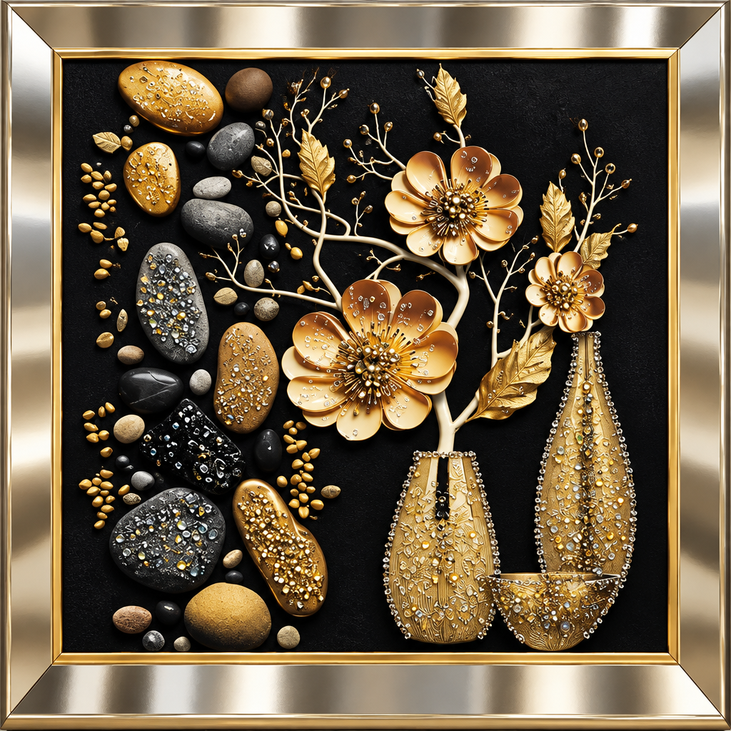 Golden Floral 3D Wall Art detail