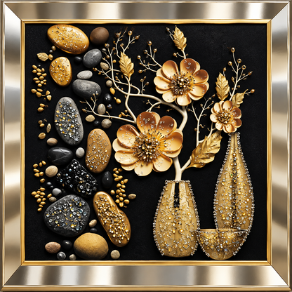 Golden Floral 3D Wall Art detail