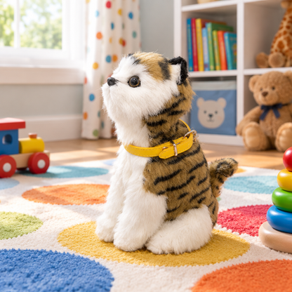 Cat toy on a colorful playroom floor