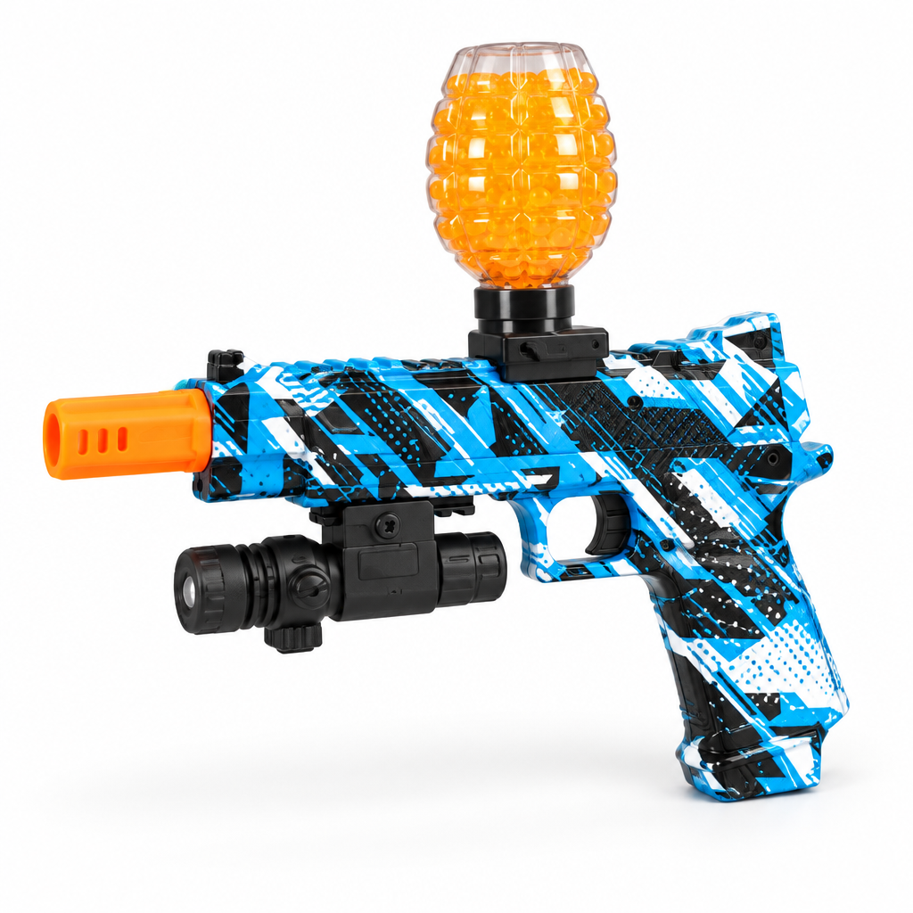 GEL X Storm toy gel blaster, angled view on white background