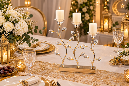 Candle holder on festive table