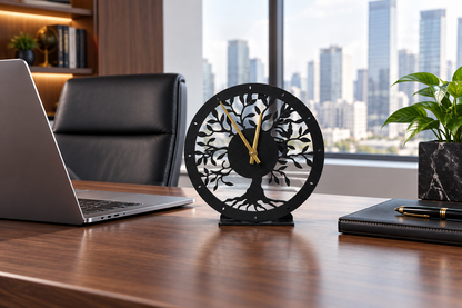 Tree of life clock on office desk