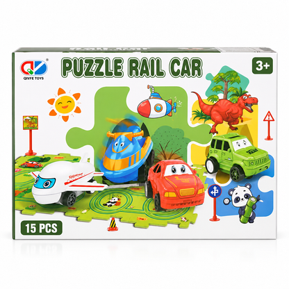 Puzzle rail car set, front view