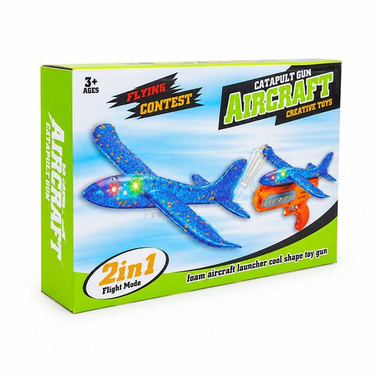 2-in-1 catapult gun aircraft toy, side view